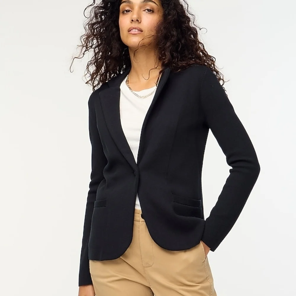 J. Crew Schoolboy Sweater Blazer Cardigan in Black | Size Medium NWT - Picture 2 of 4